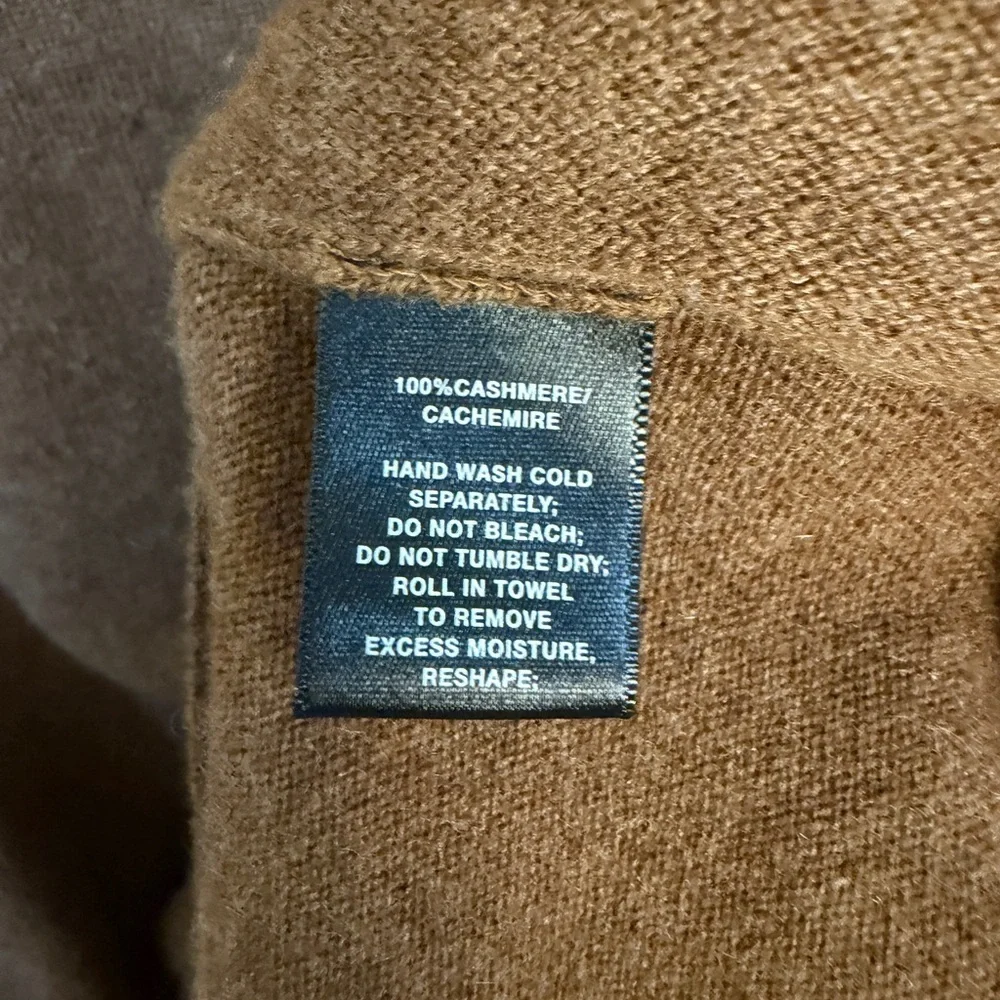 $1,298 Lafayette 148 100% cashmere turtleneck long sleeve brown sweater Med. - Picture 5 of 6